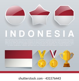 Glossy National Buttons and Badges : Vector Illustration