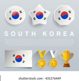 Glossy National Buttons and Badges : Vector Illustration