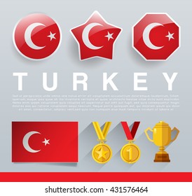 Glossy National Buttons and Badges : Vector Illustration