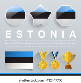 Glossy National Buttons and Badges : Vector Illustration