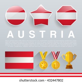 Glossy National Buttons and Badges : Vector Illustration