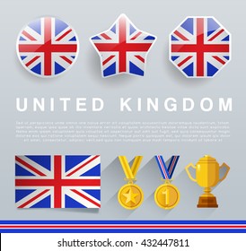 Glossy National Buttons and Badges : Vector Illustration