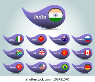 Glossy National Symbol Button Vector
