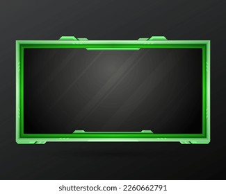 Glossy neon green stream overlay gui screen panel for video broadcast