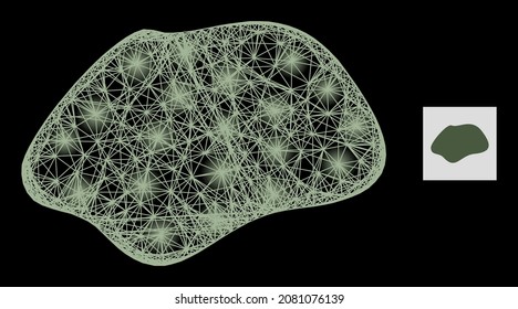 Glossy net mesh spot simple with light spots on a black background. Bright vector structure created from spot simple symbol, with irregular net and light spots.