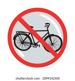 Glossy no bicycle sign vector