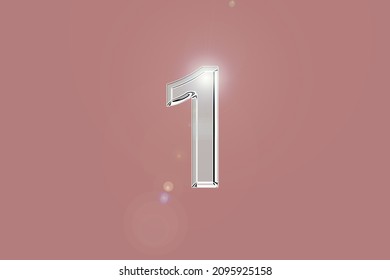 Glossy number 1 3D effect in pink background