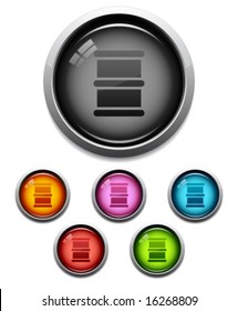 Glossy oil barrel button icon set in 6 colors