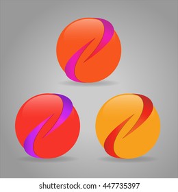 Glossy orange ball vectors. Shiny sphere.