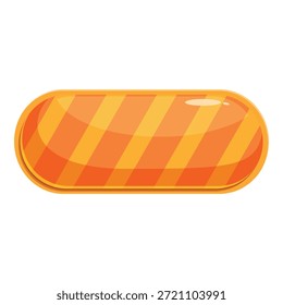 Botón naranja brillante con rayas diagonales, ideal para juegos casuales y App