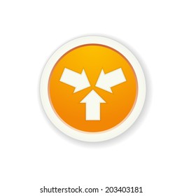 the glossy orange button with start up icon / the start up icon / the meeting point
