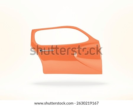 glossy orange car door with chrome handle vector 3d icon illustration.