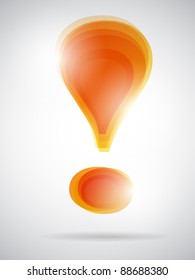 glossy orange exclamation mark. vector illustration