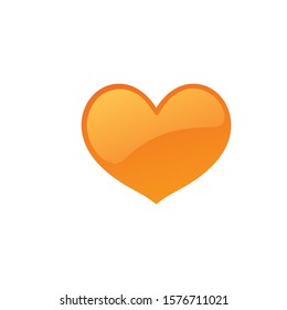 glossy orange heart vector icon on a white background