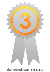 glossy orange label with number three