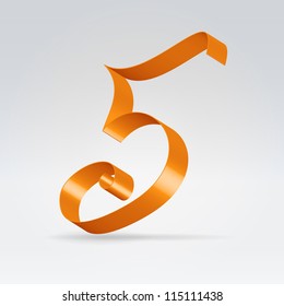Glossy Orange Ribbon Decorative Silk Capital 5 Letter