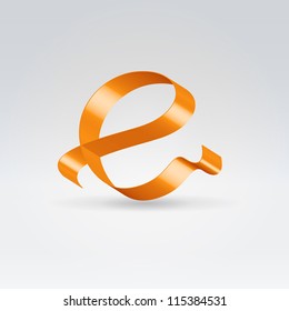 Glossy orange ribbon decorative silk lowercase e letter