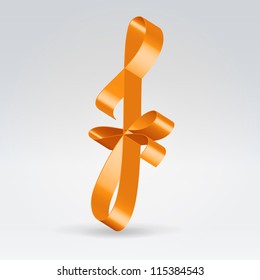 Glossy orange ribbon decorative silk lowercase f letter