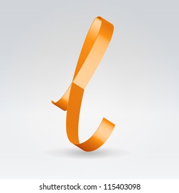 Glossy orange ribbon decorative silk lowercase l letter