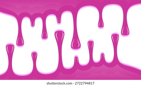 Ilustración de goteo de pintura brillante. Diseño de pintura de goteo magenta brillante. Borde de goteo de limo de pintura rosa lindo. Estilo líquido de fusión de pintura Abstractas. Goteo rosado brillante ondulado sobre fondo blanco.