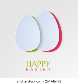 Glossy paper cutout eggs for Happy Easter celebration, can be used as greeting or invitation card design.
