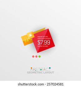 Glossy paper style geometric abstract infographic design, 3d shapes with light edges