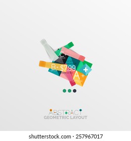 geometrisches abstraktes, glänzendes, abstraktes Infografisches Design, 3D-Formen mit hellen Kanten