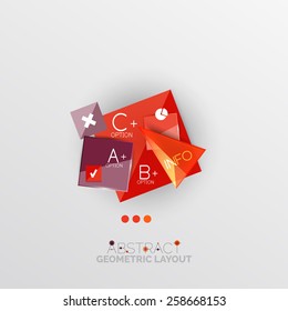 Diseño infográfico abstracto geométrico de estilo de papel brillante, formas 3d con bordes claros