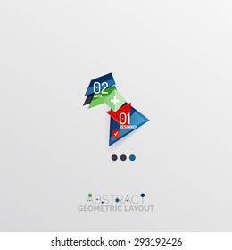 Design infográfico abstrato geométrico estilo papel brilhante, formas 3d com bordas claras