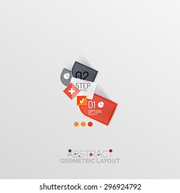geometrisches abstraktes, glänzendes, abstraktes Infografisches Design, 3D-Formen mit hellen Kanten