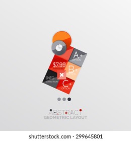 Diseño infográfico abstracto geométrico de estilo de papel brillante, formas 3d con bordes claros