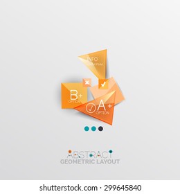 geometrisches abstraktes, glänzendes, abstraktes Infografisches Design, 3D-Formen mit hellen Kanten