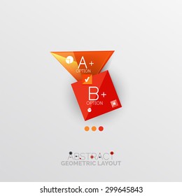 Glossy paper style geometric abstract infographic design, 3d shapes with light edges