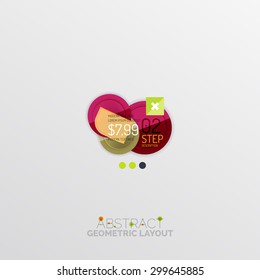 Glossy paper style geometric abstract infographic design, 3d shapes with light edges