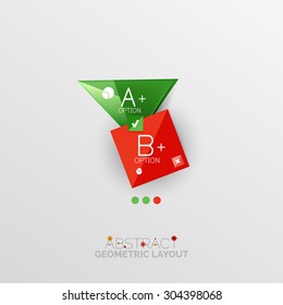 Glossy paper style geometric abstract infographic design, 3d shapes with light edges