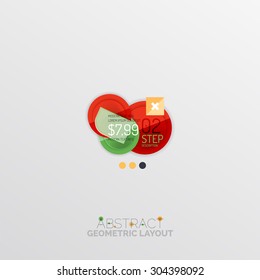 Glossy paper style geometric abstract infographic design, 3d shapes with light edges