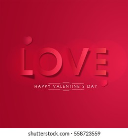 Glossy paper Text Love on red background for Valentine's Day Celebration.