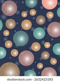 Glossy pastel bubbles on dark navy background