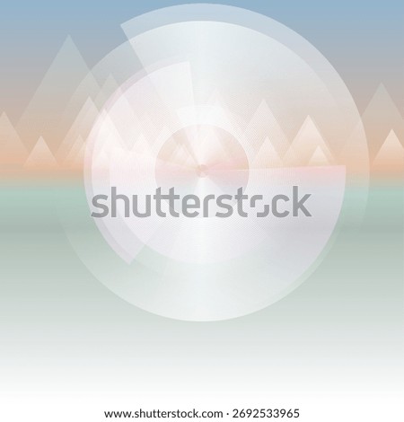 Glossy pastel tech concept background with circles and triangles. Abstract geometric minimal vector design