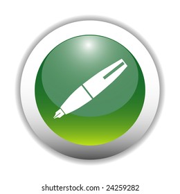 Glossy Pen Sign Icon Button
