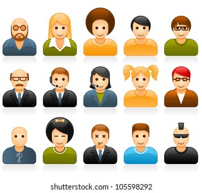 Glossy people avatars with different style and hairdo