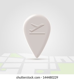 Glossy pin Airborn icon over map block