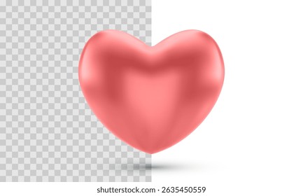 Glossy Pink 3D Heart Rendered In Minimal Style. Vector Illustration Of Smooth Romantic Symbol Used In Love Messages, Apps, Valentine's Graphics, UI Design Or Social Media.
