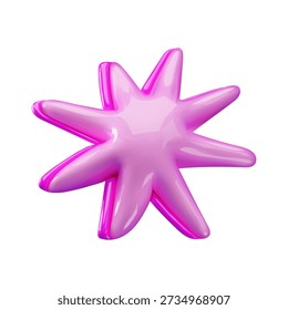 Glossy pink 3D vector abstract star shape with soft rounded spikes on a white background.