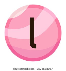 Glossy Pink Bubble Letter ‘l’ with a Romantic Valentine’s Theme, Featuring Pastel Gradients, Perfect for Greeting Cards, Typography, and Holiday Projects