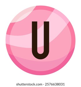 Glossy Pink Bubble Letter ‘U’ with a Soft Valentine’s Day Gradient, Ideal for Creative Greeting Cards, Personalized Designs, and Holiday-Themed Projects