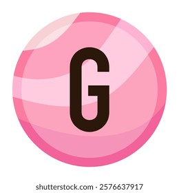 Glossy Pink Bubble Letter ‘G’ in a Stylish Valentine Theme, Designed with Soft Gradients for Modern Typography, Greeting Cards, and Digital Art Projects