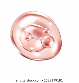 Glossy pink collagen molecules suspended within membrane realistic vector illustration. Cellular skincare components 3d object on white