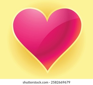 Glossy Pink Heart with Golden Glow