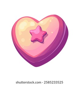 Glossy Pink Heart Icon with Gradient Effect. Vibrant Heart Illustration in Shades of Pink and Purple. Shiny and Smooth Gradient Heart Design